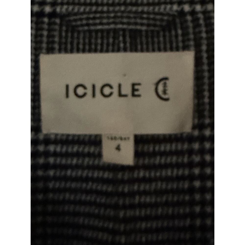 ICICLE Wool Silk Luxury Houndstooth Black and White Double Faced Coat $1530 Sz 4 - Picture 4 of 7